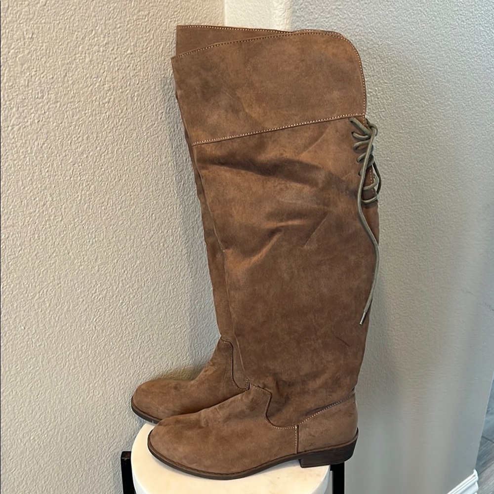 Madden Girl Brown Over the Knee Boots with Suede Finish